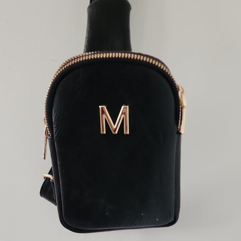 Black Crossbody Bag with Gold Accents - Picture 2 of 5